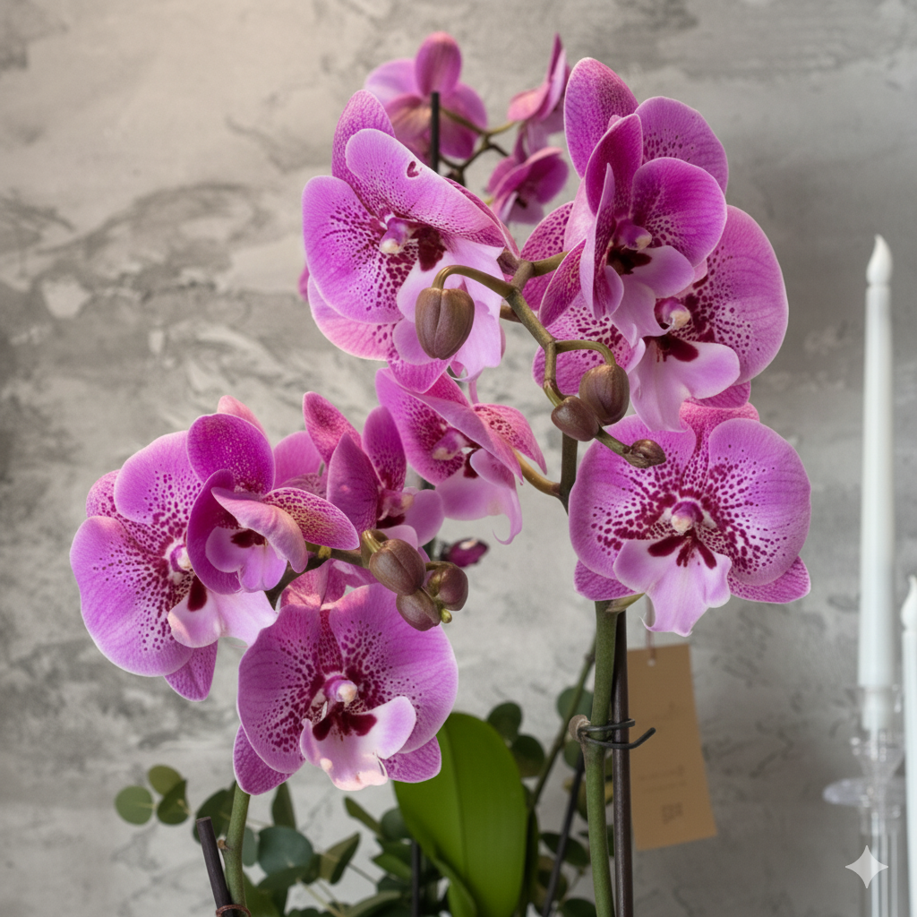 Ayaklı Vazoda Pembe Orkide Aranjmanı